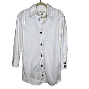 Madewell Womens Dress Size XXS Mini Shirtdress Oversized White Denim 100% Cotton